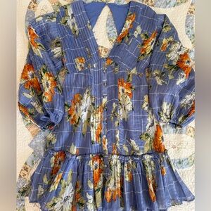 Asos Floral Blue Dress mini long sleeve